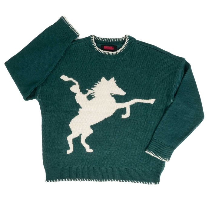 Rock & Roll Denim Girl's Horse Rider Teal Sweater