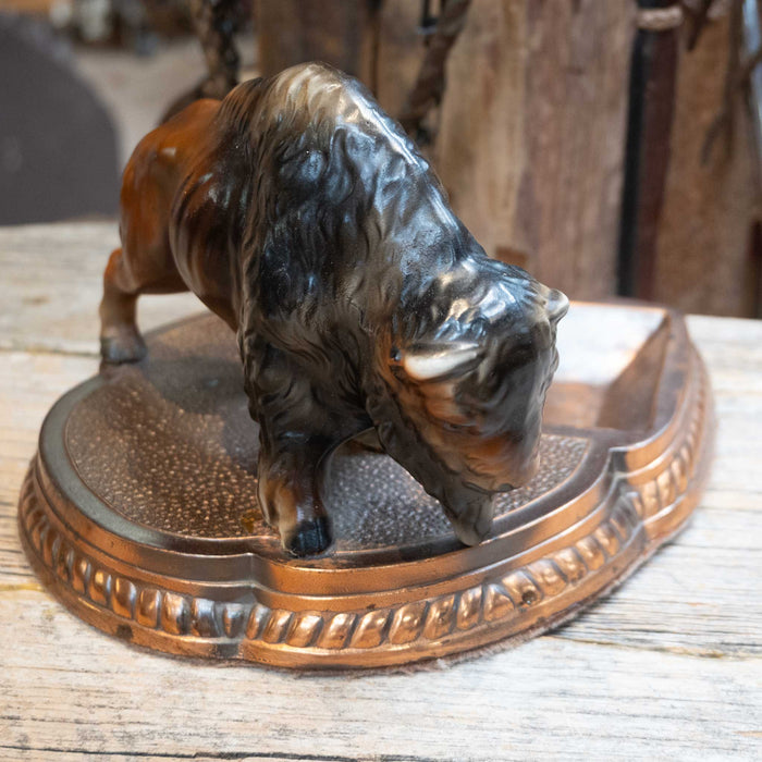 Vintage Metal Buffalo Ashtray