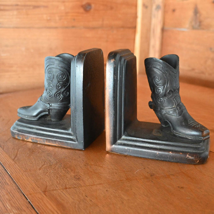 1930's-50's Trophy Craft Co. Heavy Cowboy Boot Bookends