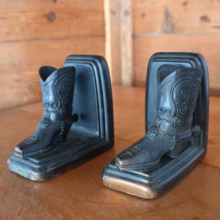 1930's-50's Trophy Craft Co. Heavy Cowboy Boot Bookends
