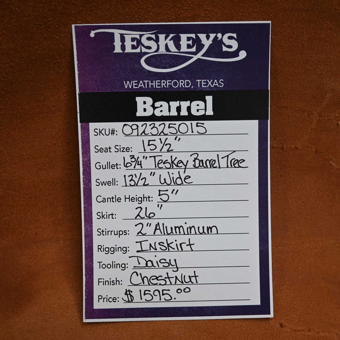 15.5" TESKEY'S BARREL SADDLE Saddles - New Teskey's Saddlery