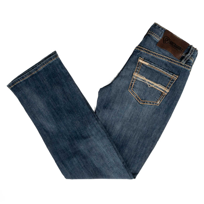 Rock & Roll Denim Men's Ladder Embroidered Double Barrel Straight Bootcut Jean