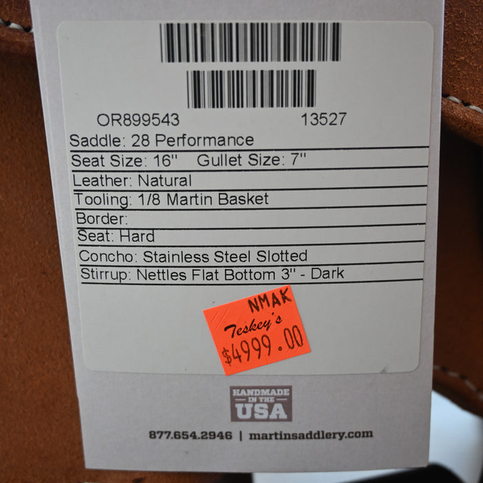 16" MARTIN PERFORMANCE SADDLE Saddles - New Martin Saddlery