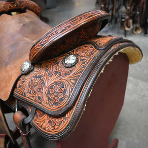 15.5" USED TRENT WARD PLATINUM SERIES ROPING SADDLE