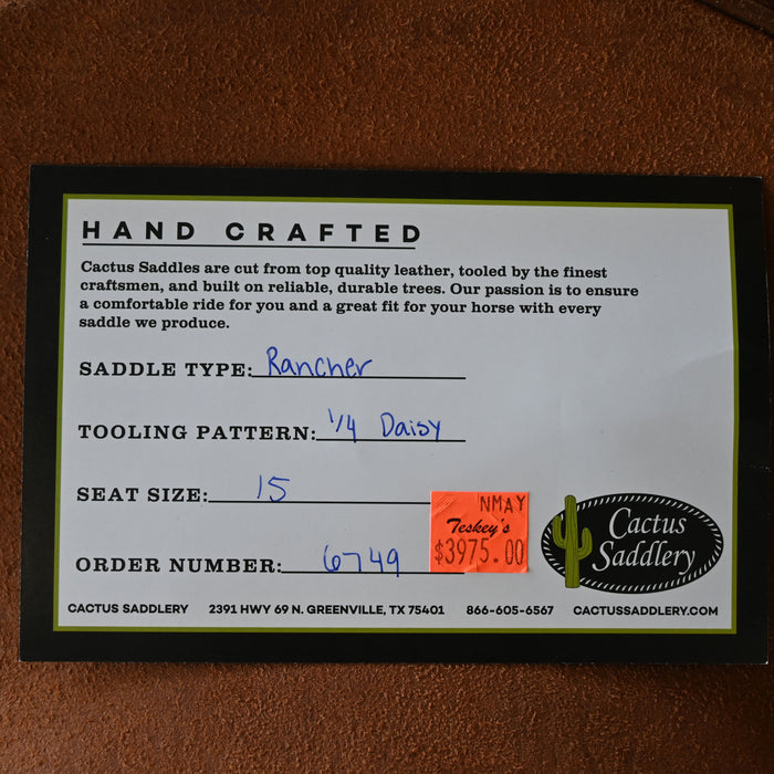 15" CACTUS RANCH SADDLE Saddles - New CACTUS SADDLERY