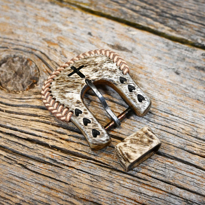 Two Piece Cow Horn Headstall Buckle