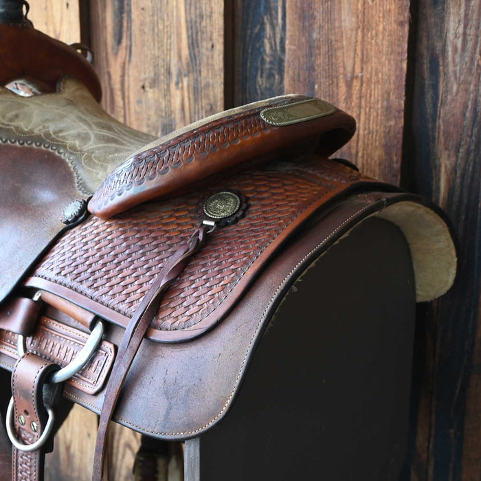 15" USED BILLY COOK TEAM ROPING SADDLE