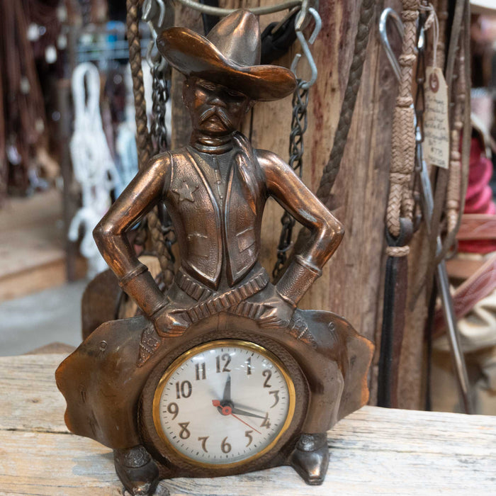 50's Bow-Legged Sheriff Copper Finish Working Clock Collectibles Teskey's