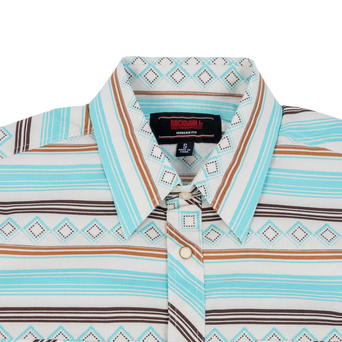 Rock & Roll Denim Men's Teal Striped Snap Shirt MEN - Clothing - Shirts - Short Sleeve Panhandle