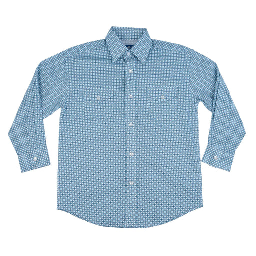 Panhandle Slim Men's Western Blue Geo Snap Shirt KIDS - Boys - Clothing - Shirts - Long Sleeve Shirts Panhandle