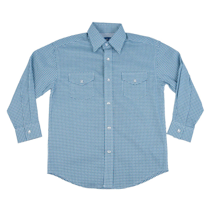 Panhandle Slim Men's Western Blue Geo Snap Shirt KIDS - Boys - Clothing - Shirts - Long Sleeve Shirts Panhandle