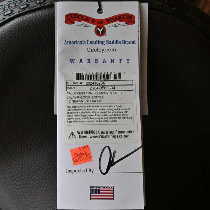 15" CIRCLE Y TALLGRASS TRAIL SADDLE