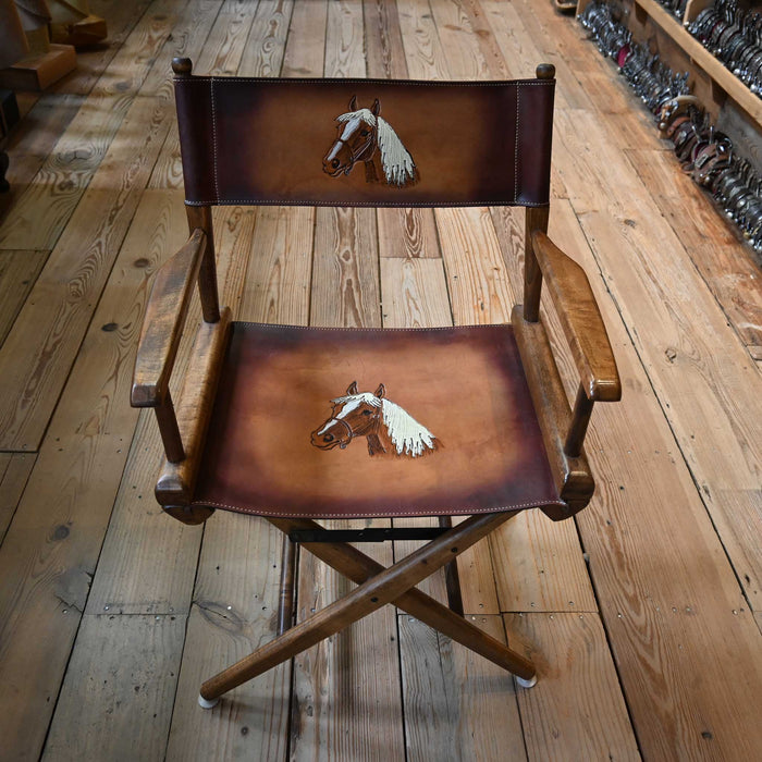 Tooled Leather Folding Director's Chair