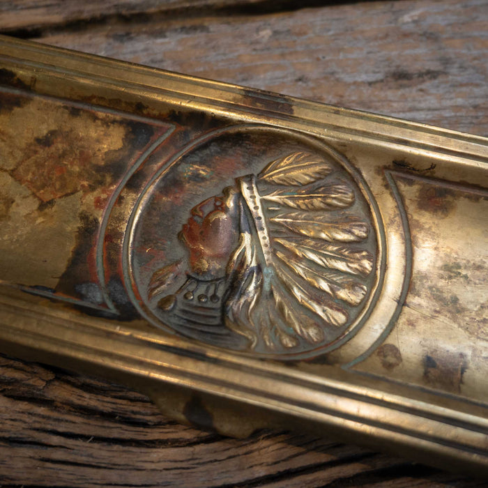 1920's - 30's Brass Indian Chief Pen Tray Collectibles MISC