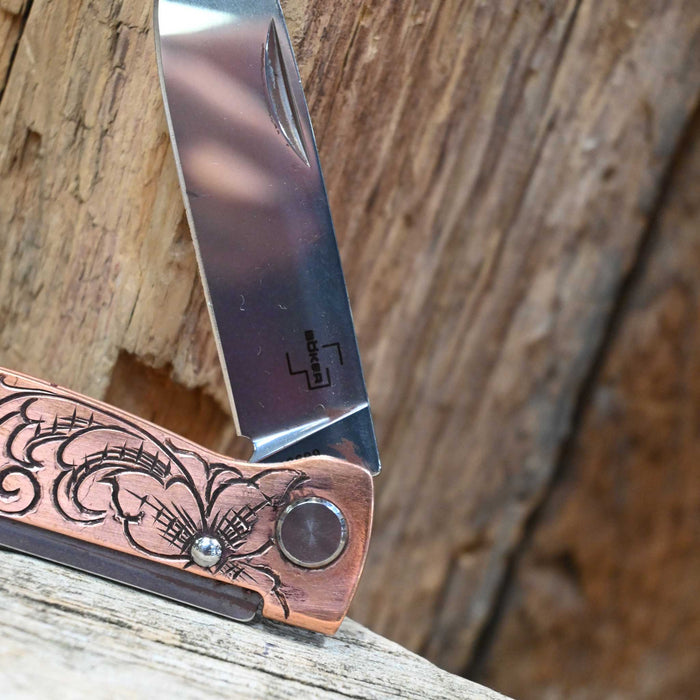 Kamphaus Copper Engraved Boker Pocket Knife