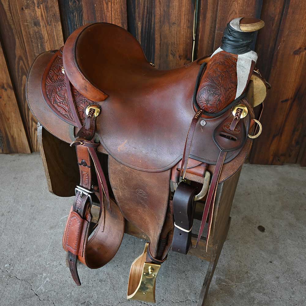 15" USED CHUCK TREON RANCH SADDLE Saddles Chuck Treon   