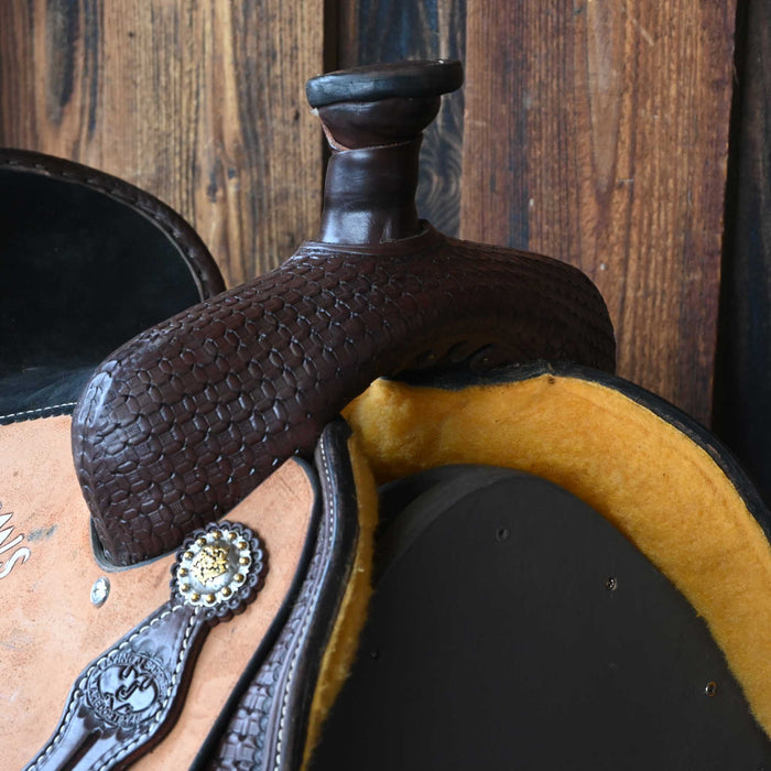 14" USED FLYING J TEAM ROPING SADDLE