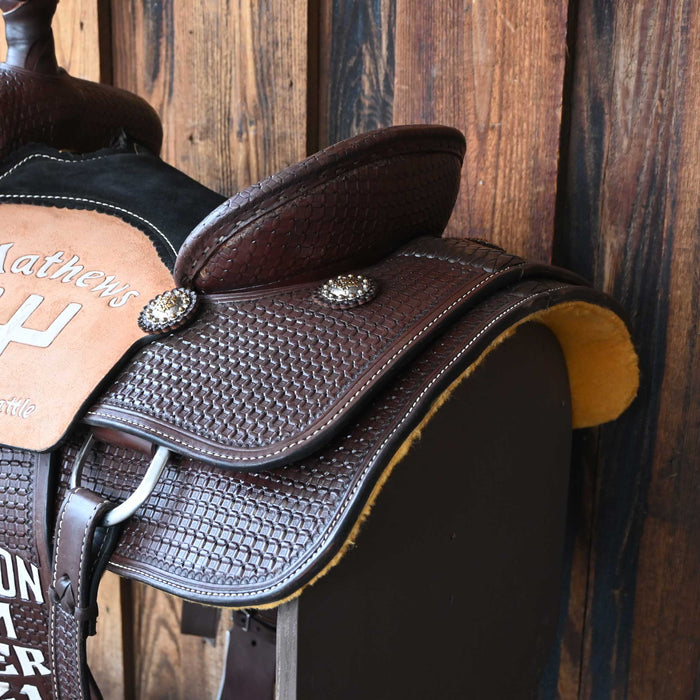 14" USED FLYING J TEAM ROPING SADDLE