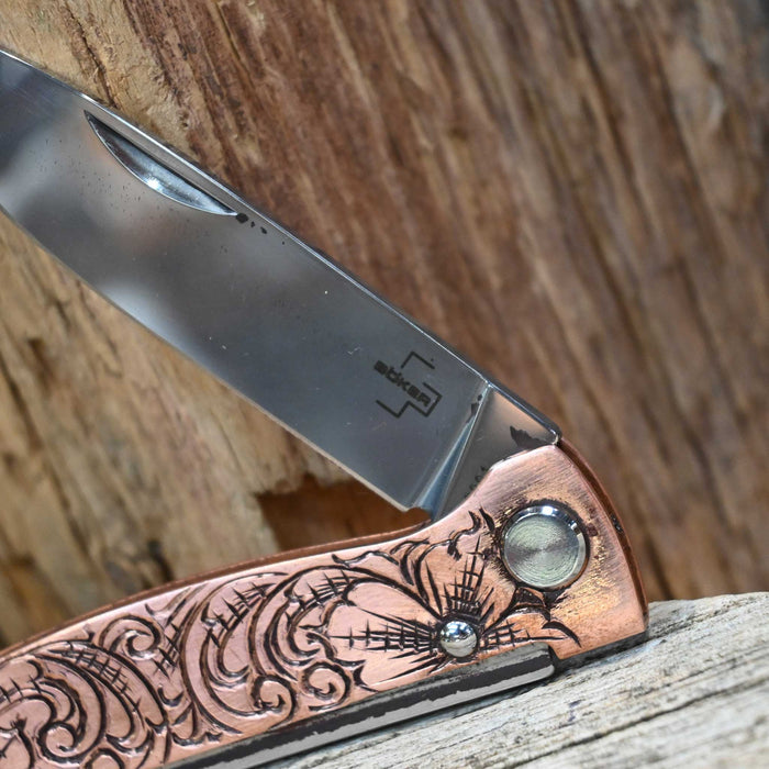 Kamphaus Copper Engraved Boker Pocket Knife