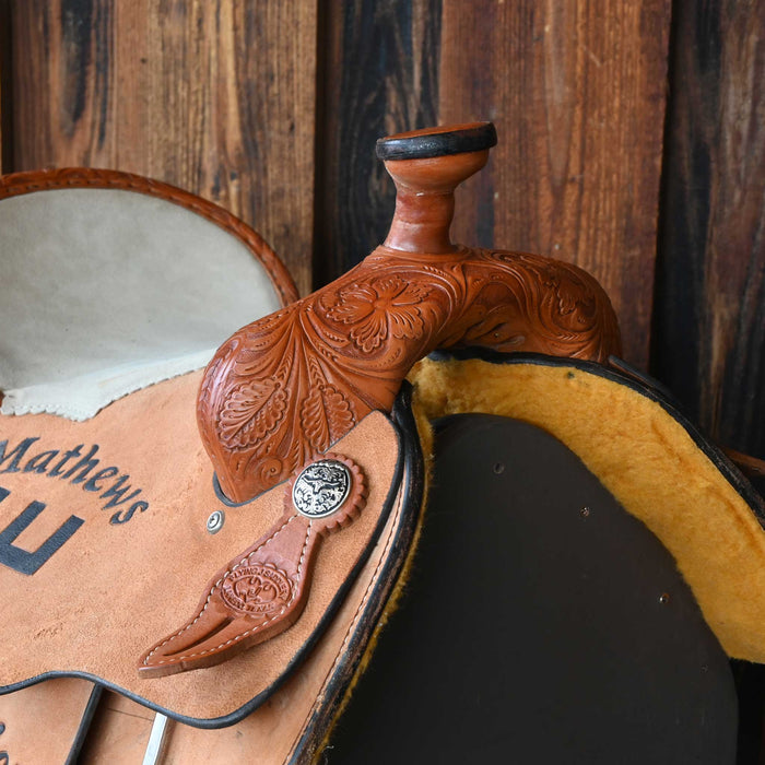 15" USED FLYING J TEAM ROPING SADDLE