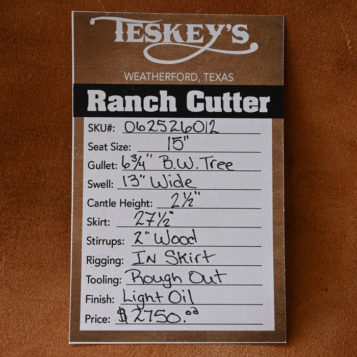 15" TESKEY'S PRO CUTTER RANCH CUTTER SADDLE
