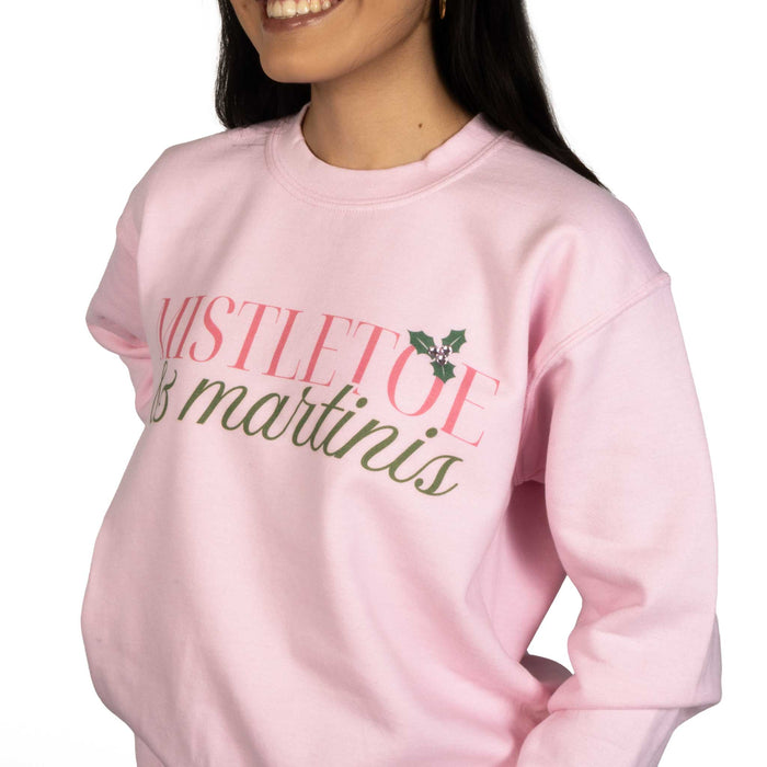 Mistletoe & Martinis Pink Crew Neck Sweater