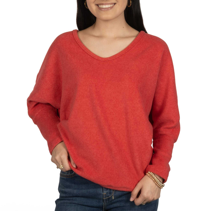 Dylan Deep V Red Dolman Sleeve Top
