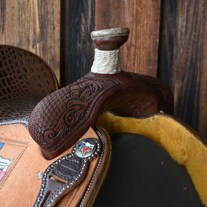 15" USED COWPUNCHER TEAM ROPING SADDLE