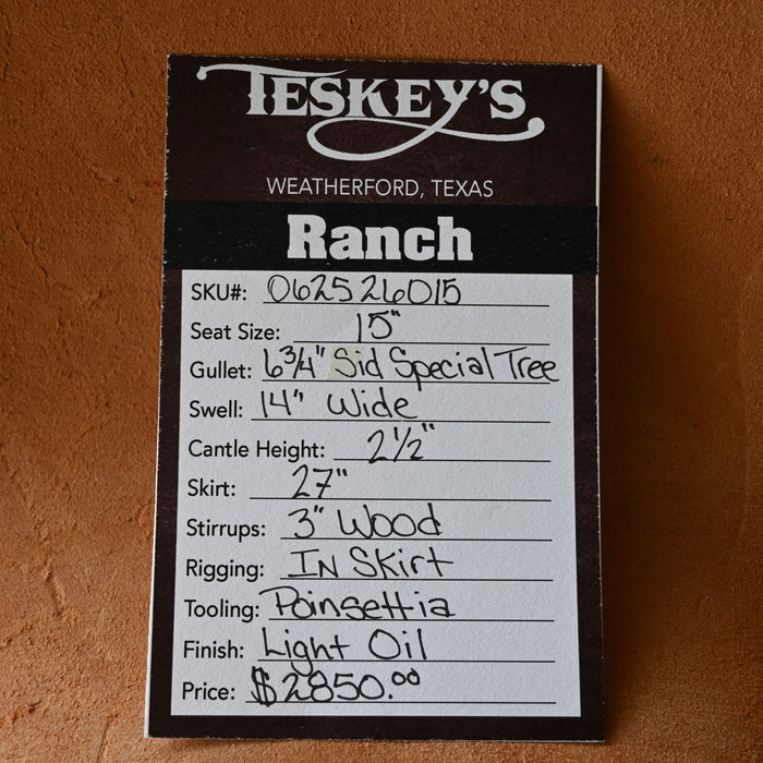 15" TESKEY'S RANCH SADDLE Saddles - New Teskey's Saddlery