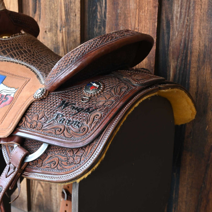 15" USED COWPUNCHER TEAM ROPING SADDLE
