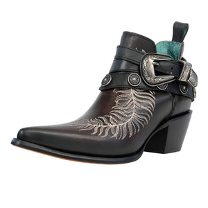 Corral Chocolate Embroidery Harness Ankle Boot