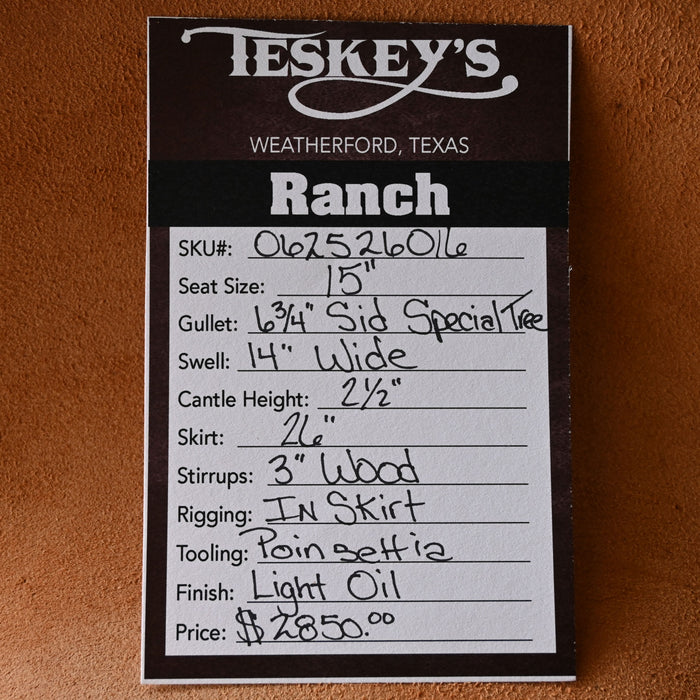15" TESKEY'S RANCH SADDLE Saddles - New Teskey's Saddlery
