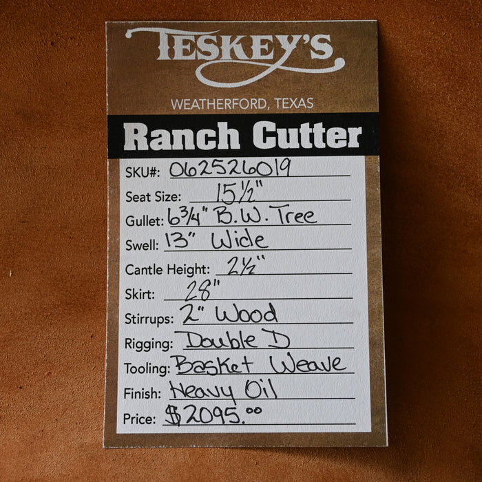 15.5" TESKEY'S RANCH CUTTER SADDLE Saddles - New Teskey's Saddlery