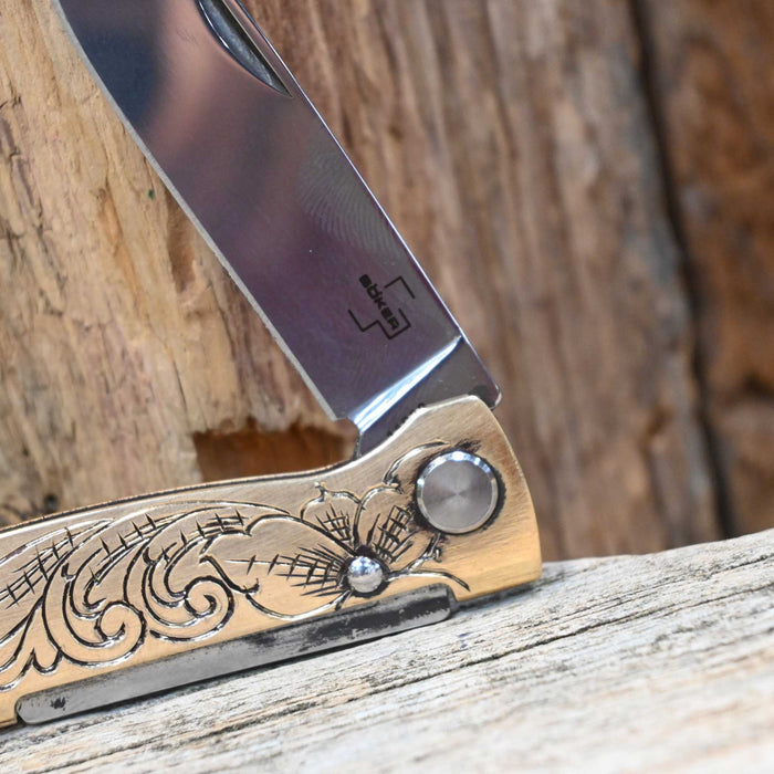 Kamphaus Brass Engraved Boker Pocket Knife