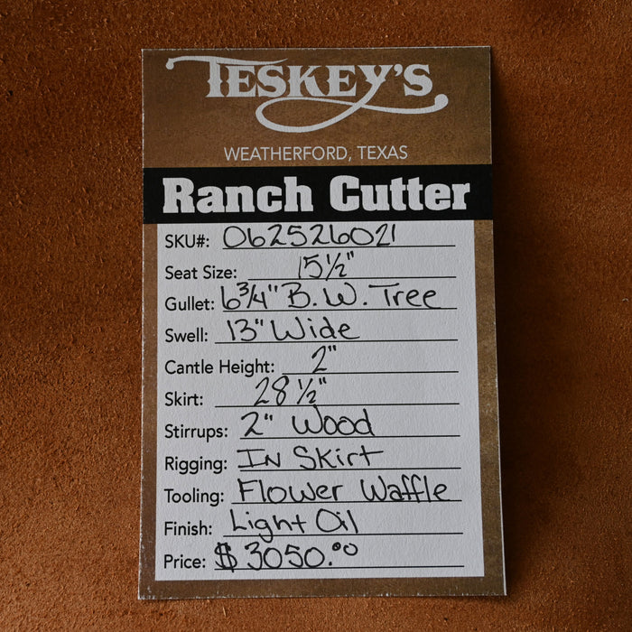 15.5" TESKEY'S PRO CUTTER RANCH CUTTER SADDLE Saddles - New Teskey's Saddlery