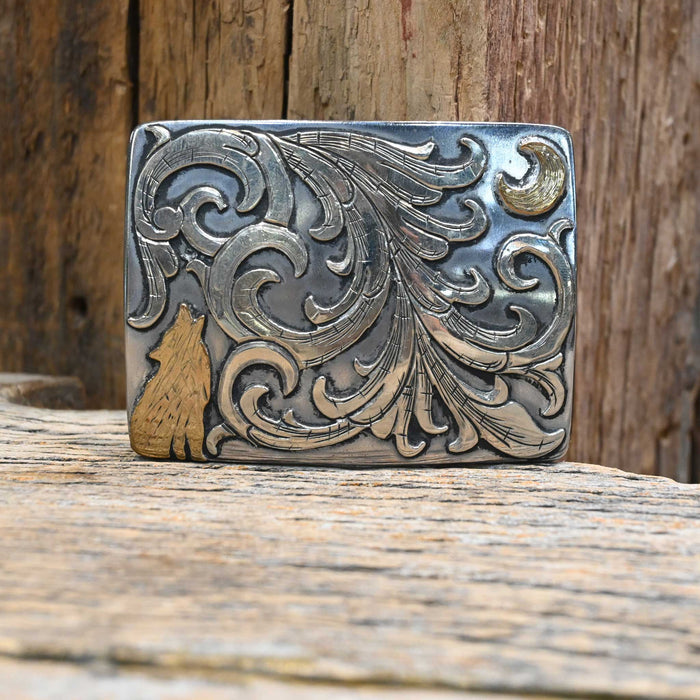 Kamphaus Silver Mounted Howling Wolf Belt Buckle