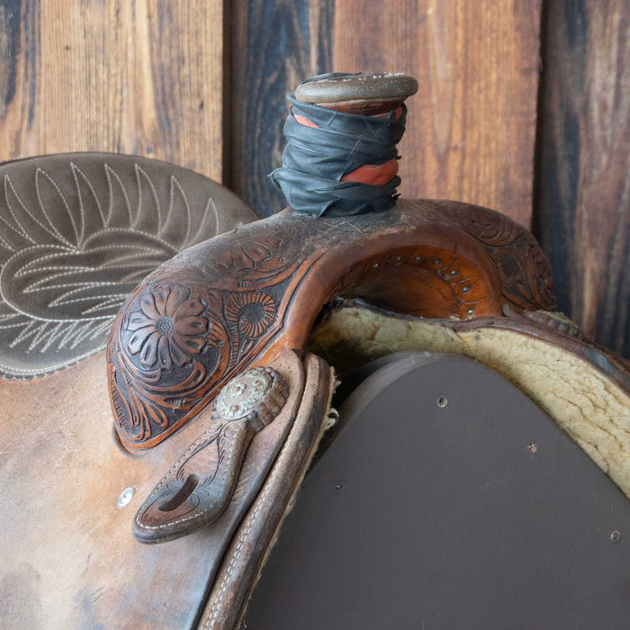 14" USED TRENT WARD PLATINUM TEAM ROPING SADDLE