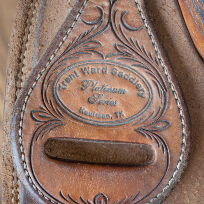 14" USED TRENT WARD PLATINUM TEAM ROPING SADDLE