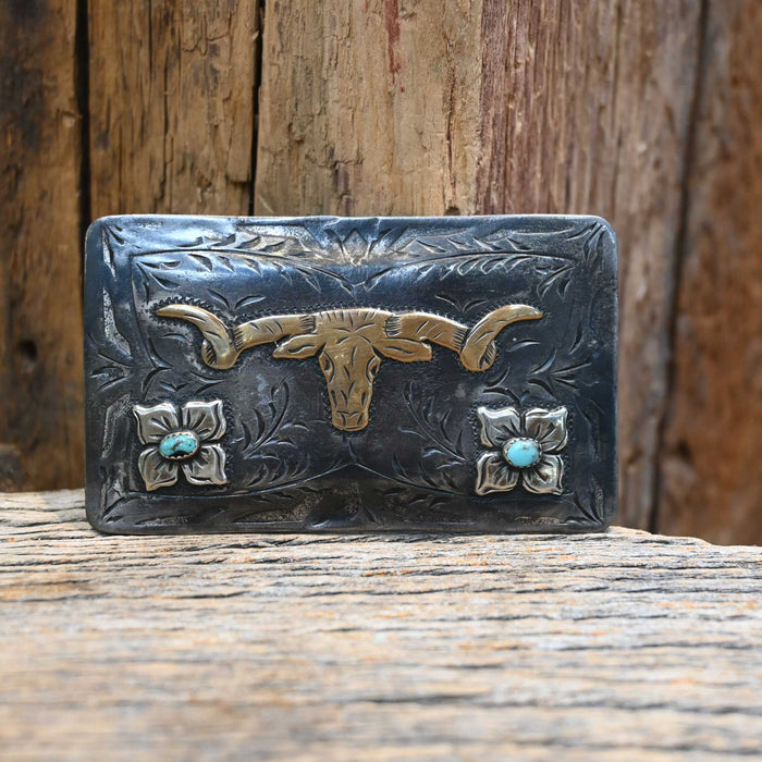 Handmade Will Daniel Belt Buckle w/Turquoise Stones