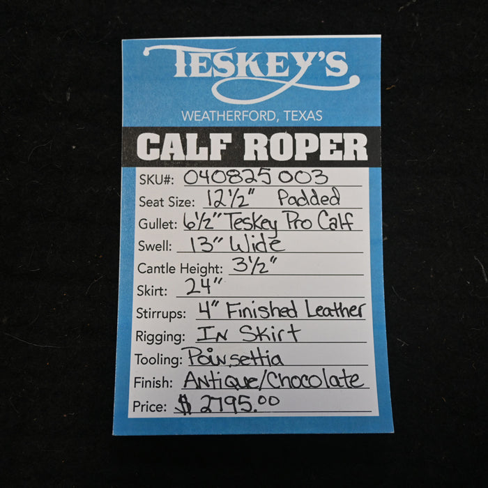 12.5" TESKEY'S YOUTH CALF ROPING SADDLE Saddles - New Teskey's Saddlery
