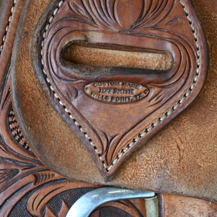 13.5" USED JEFF SMITH TEAM ROPING SADDLE