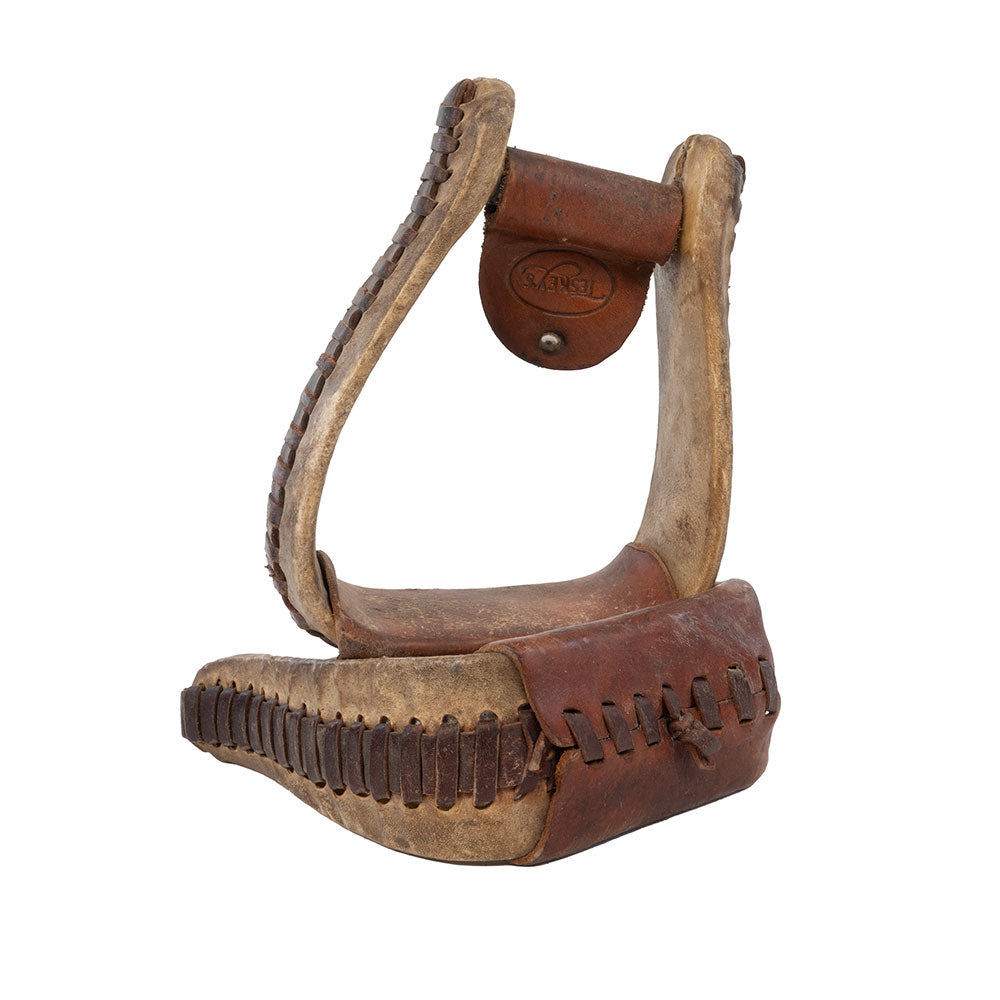 Used Teskey's Crooked Rawhide Covered Roper Stirrups Sale Barn Teskey's