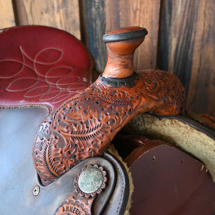 14.5" USED AMMERMAN TEAM ROPING SADDLE