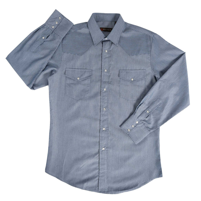 Roper Men's Blue Stripe Pearl Snap Western Shirt
