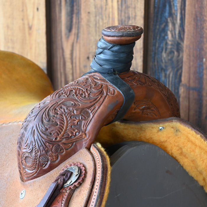 16.5" USED JEFF SMITH TEAM ROPING SADDLE
