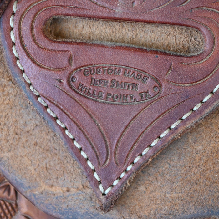 16.5" USED JEFF SMITH TEAM ROPING SADDLE