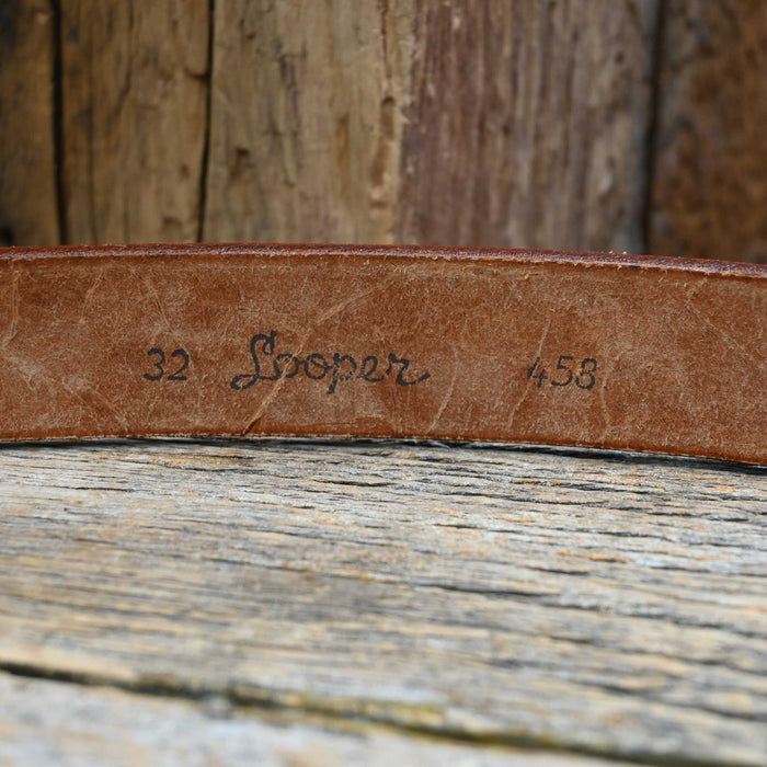 1950's 32" Looper Tooled Leather Belt w/Sterling Silver Buckle WOMEN - Accessories - Belts Looper