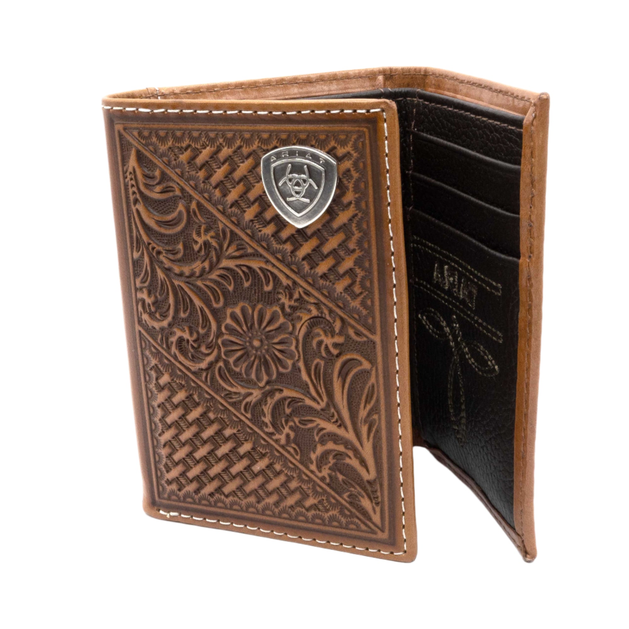 Ariat Basketweave Floral Trifold Wallet