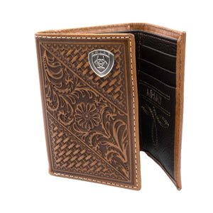 Ariat Basketweave Floral Trifold Wallet MEN - Accessories - Wallets & Money Clips M&F Western Products