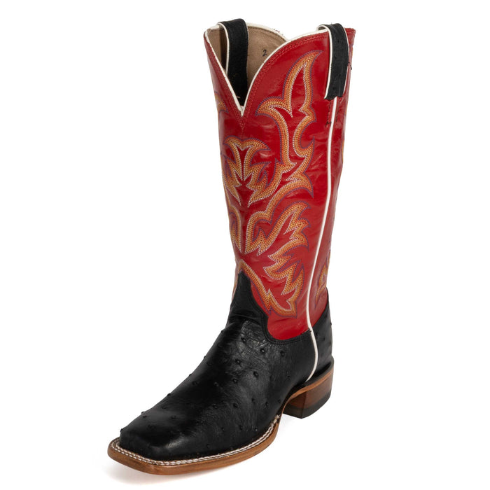 Justin Women's Piper Black Full Quill Ostrich Red Western Boot